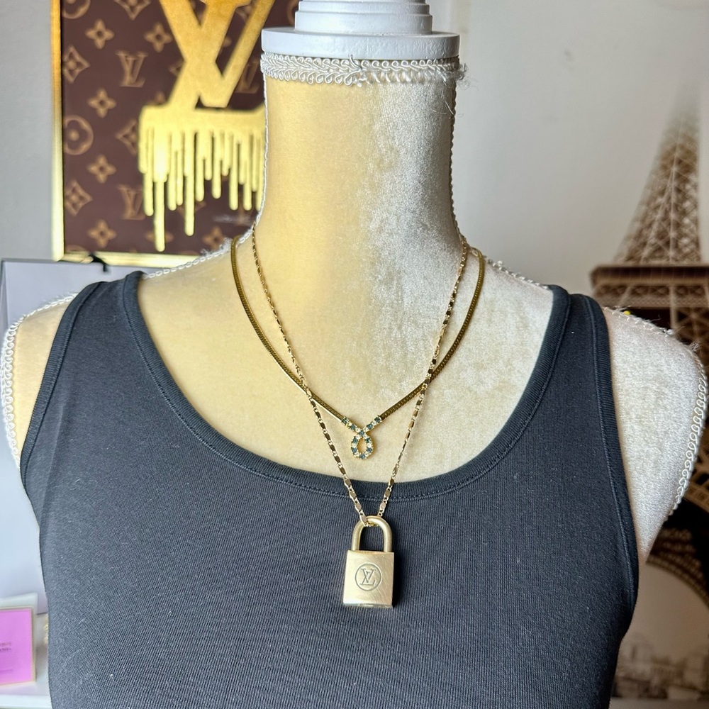 Authentic Rare Vintage Louis Vuitton Gold Padlock Necklace